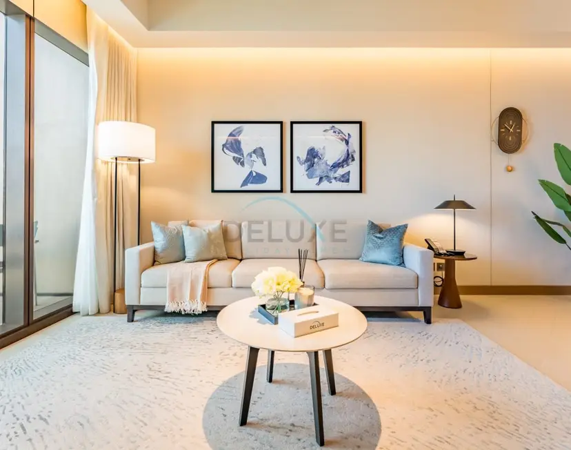 Overlooking Burj Khalifa and Fountain Views from Living to Bedrooms — Downtown Dubai — photo 12